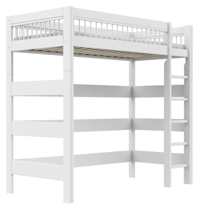 Lifetime Breeze Hochbett 90x200cm Höhe: 195cm mit Rollboden weiß lackiert
