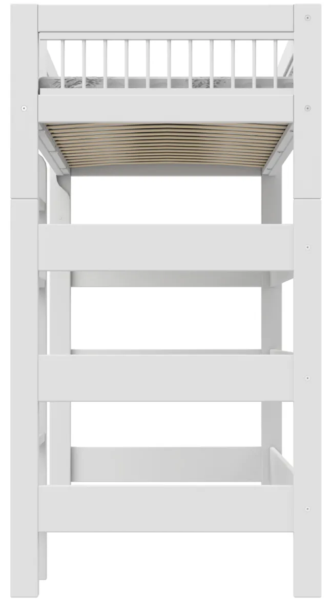 Lifetime Breeze Hochbett 90x200cm Höhe: 195cm mit Rollboden weiß lackiert
