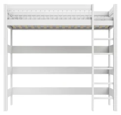 Lifetime Breeze Hochbett 90x200cm Höhe: 195cm mit Rollboden weiß lackiert