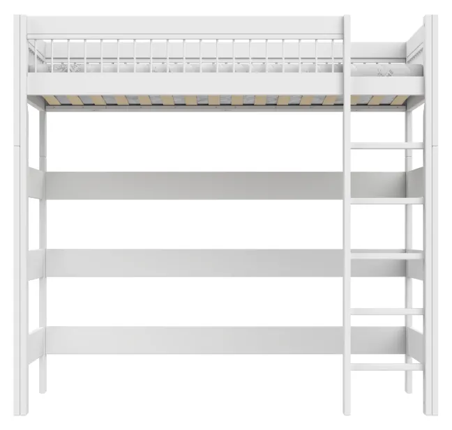 Lifetime Breeze Hochbett 90x200cm Höhe: 195cm mit Rollboden weiß lackiert
