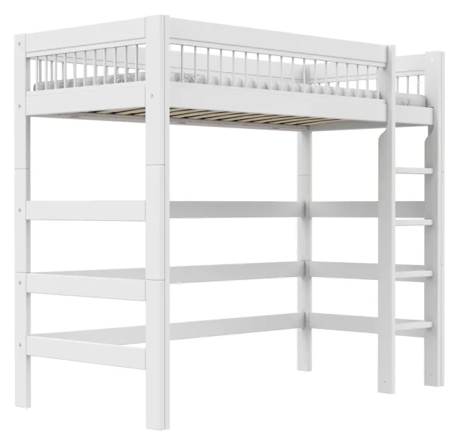Lifetime Breeze Hochbett 90x200cm mit Rollboden weiß lackiert