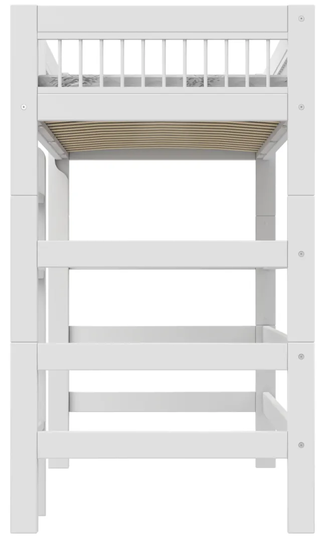 Lifetime Breeze Hochbett 90x200cm mit Rollboden weiß lackiert