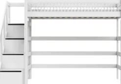 Lifetime Breeze Hochbett 90x200cm mit Treppe und Rollboden weiß lackiert