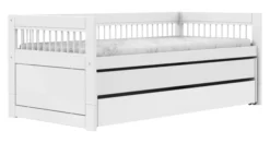 Lifetime Breeze Kojenbett 90x200cm mit Gästebett, Bettkasten und Rollboden weiß lackiert
