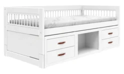 Lifetime Breeze Kojenbett 90x200cm mit Regalmodul und Rollboden weiß lackiert