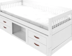 Lifetime Breeze Kojenbett 90x200cm mit Regalmodul und Rollboden weiß lackiert