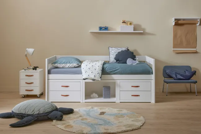 Lifetime Breeze Kojenbett 90x200cm mit Rollboden weiß lackiert
