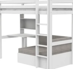 Lifetime Elements Hochbett Study & Relax 90x200cm mit Rollboden weiß