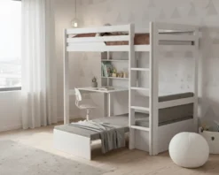 Lifetime Elements Hochbett Study & Relax 90x200cm mit Rollboden weiß
