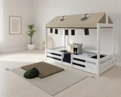 Lifetime Elements Montessori Bett 90x200cm mit Rollboden weiß