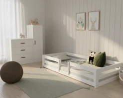 Lifetime Elements Montessori Bett 90x200cm mit Rollboden weiß