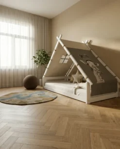Lifetime Elements Montessori Tipibett Jungle 90x200cm mit Rollboden weiß lackiert