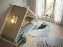 Lifetime Elements Montessori Tipibett Surf 90x200cm mit Rollboden weiß lackiert