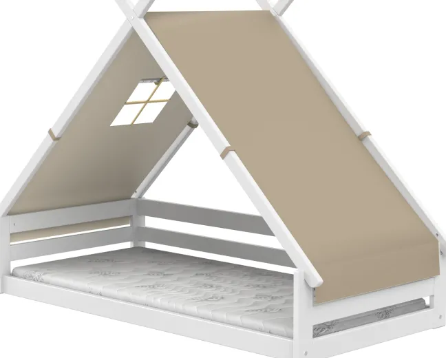 Lifetime Elements Montessori Tipibett Surf 90x200cm mit Rollboden weiß lackiert