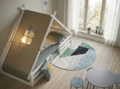 Lifetime Elements Montessori Tipibett Surf 90x200cm mit Rollboden und Absturzsicherung weiß lackiert