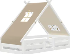 Lifetime Elements Montessori Tipibett Surf 90x200cm mit Rollboden und Absturzsicherung weiß lackiert