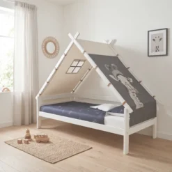 Lifetime Elements Tipibett Jungle 90x200cm mit Rollboden weiß lackiert