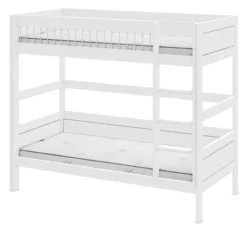 Lifetime Etagenbett 90x200cm mit Deluxe Lattenrost Absturzsicherung Streben weiß lackiert