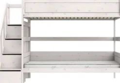 Lifetime Etagenbett 120x200cm mit Treppe und Premium Rollboden whitewash