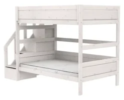 Lifetime Etagenbett 120x200cm mit Treppe und Premium Rollboden whitewash