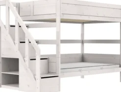 Lifetime Etagenbett 120x200cm mit Treppe und Premium Rollboden whitewash