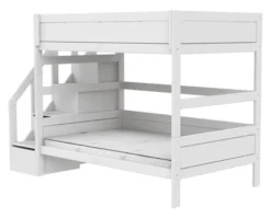 Lifetime Etagenbett 120x200cm mit Treppe und Premium Rollboden weiß lackiert
