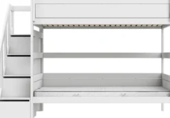 Lifetime Etagenbett 120x200cm mit Treppe und Premium Rollboden weiß lackiert
