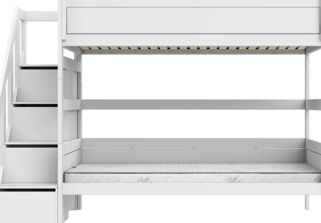 Lifetime Etagenbett 120x200cm mit Treppe und Premium Rollboden weiß lackiert