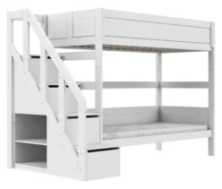 Lifetime Etagenbett 90x200cm mit Treppe und Rollboden weiß lackiert