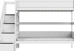 Lifetime Etagenbett 90x200cm mit Treppe und Rollboden weiß lackiert