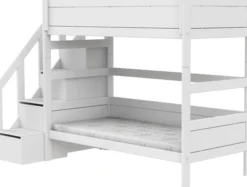 Lifetime Etagenbett 90x200cm mit Treppe und Rollboden weiß lackiert