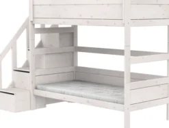 Lifetime Etagenbett 90x200cm mit Treppe und Rollboden whitewash