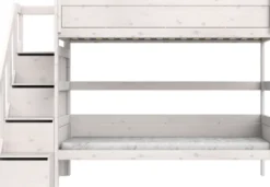 Lifetime Etagenbett 90x200cm mit Treppe und Rollboden whitewash