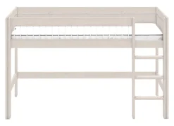 Lifetime halbhohes Bett 90x200cm mit Deluxe Lattenrost Absturzsicherung Streben whitewash