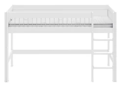 Lifetime halbhohes Bett 90x200cm mit Deluxe Lattenrost Absturzsicherung Streben weiß lackiert