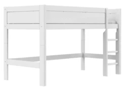 Lifetime halbhohes Bett 90x200cm mit Rollboden weiß lackiert