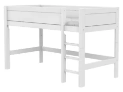 Lifetime halbhohes Bett 90x200cm mit Rollboden weiß lackiert