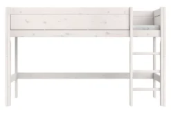 Lifetime halbhohes Bett 90x200cm mit Rollboden whitewash