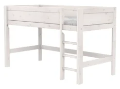 Lifetime halbhohes Bett 90x200cm mit Rollboden whitewash