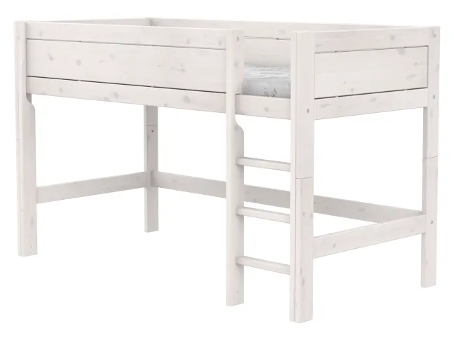 Lifetime halbhohes Bett 90x200cm mit Rollboden whitewash