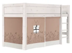 Lifetime halbhohes Bett 90x200cm mit Rollboden whitewash