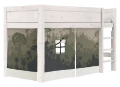 Lifetime halbhohes Bett 90x200cm mit Rollboden whitewash
