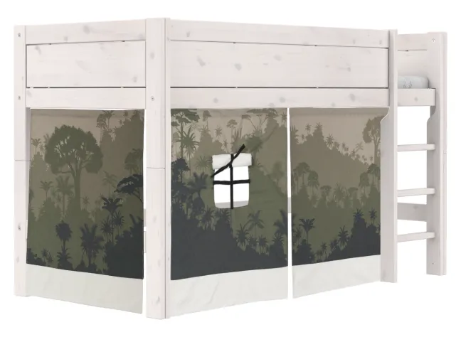 Lifetime halbhohes Bett 90x200cm mit Rollboden whitewash