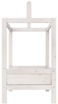 Lifetime Himmelbett 90x200cm mit Dachkonstruktion für Stoffdach mit Rollboden whitewash