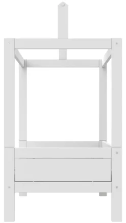 Lifetime Himmelbett 90x200cm mit Dachkonstruktion für Stoffdach und Rollboden weiß lackiert