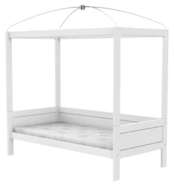 Lifetime Himmelbett 90x200cm mit Rollboden weiß lackiert