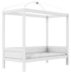 Lifetime Himmelbett 90x200cm mit Rollboden weiß lackiert