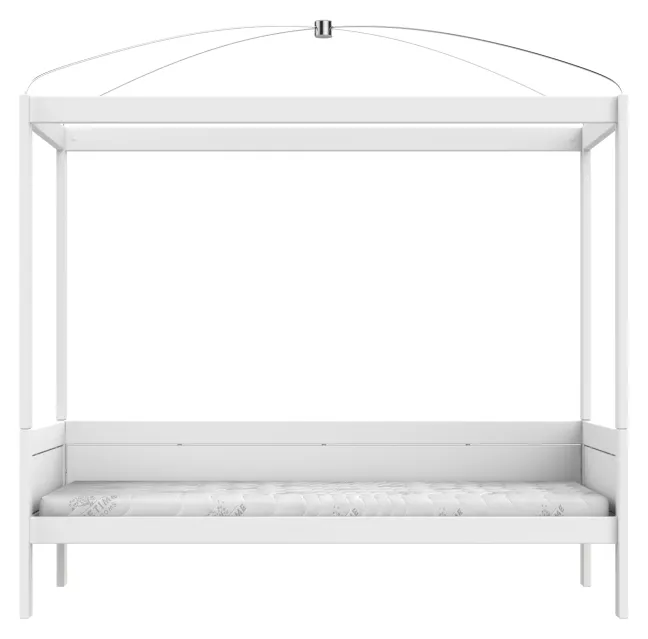 Lifetime Himmelbett 90x200cm mit Rollboden weiß lackiert