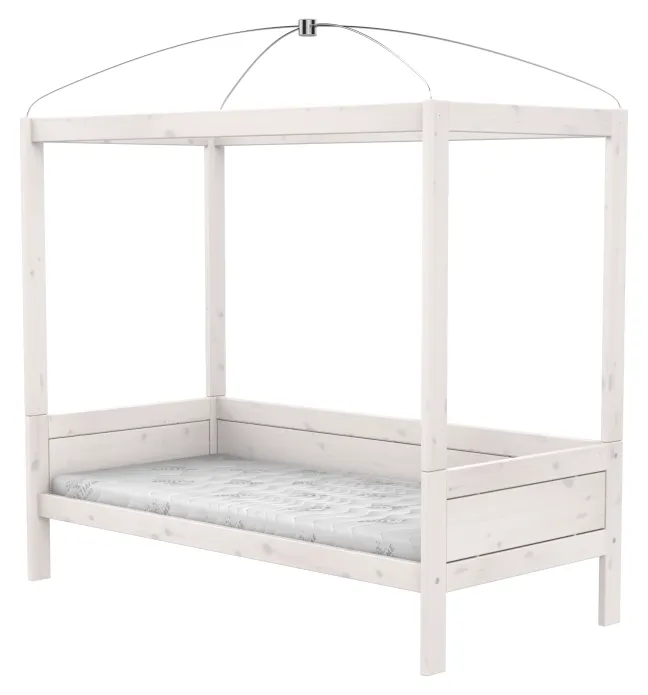 Lifetime Himmelbett 90x200cm mit Rollboden whitewash