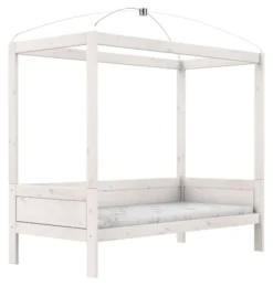 Lifetime Himmelbett 90x200cm mit Rollboden whitewash